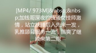 [MP4/ 973M]&nbsp;&nbsp;加钱哥深夜约极骚女技师激情，站立扶腰后入先来一发，乳推舔背服务一流，搞爽了继续来第二炮